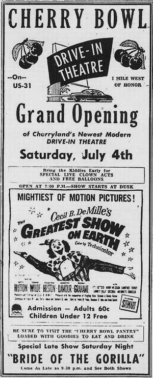 Cherry Bowl Drive-In Theatre - Old Ad From Ron Gross